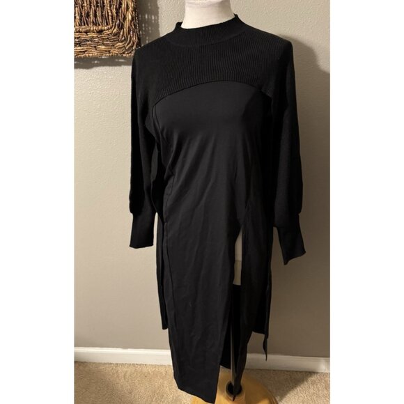 Fashion To Figure Black Long Back Shoulder Shrug Duster Sweater Plus Size 0 NWT - Picture 6 of 13
